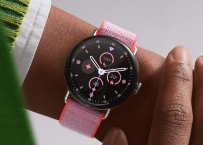 Google Pixel Watch 4 worn on wrist showing running metrics