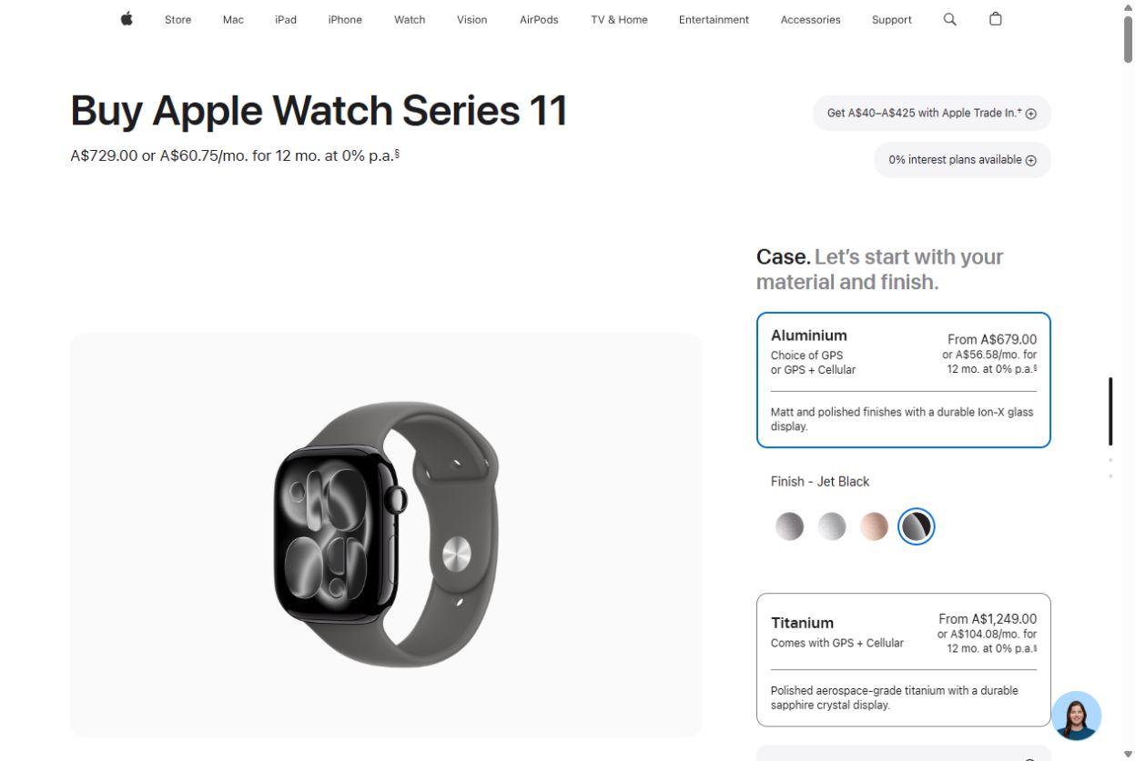 Apple Watch Series 11 46-mm Jet Black with Stone Grey Sport Band