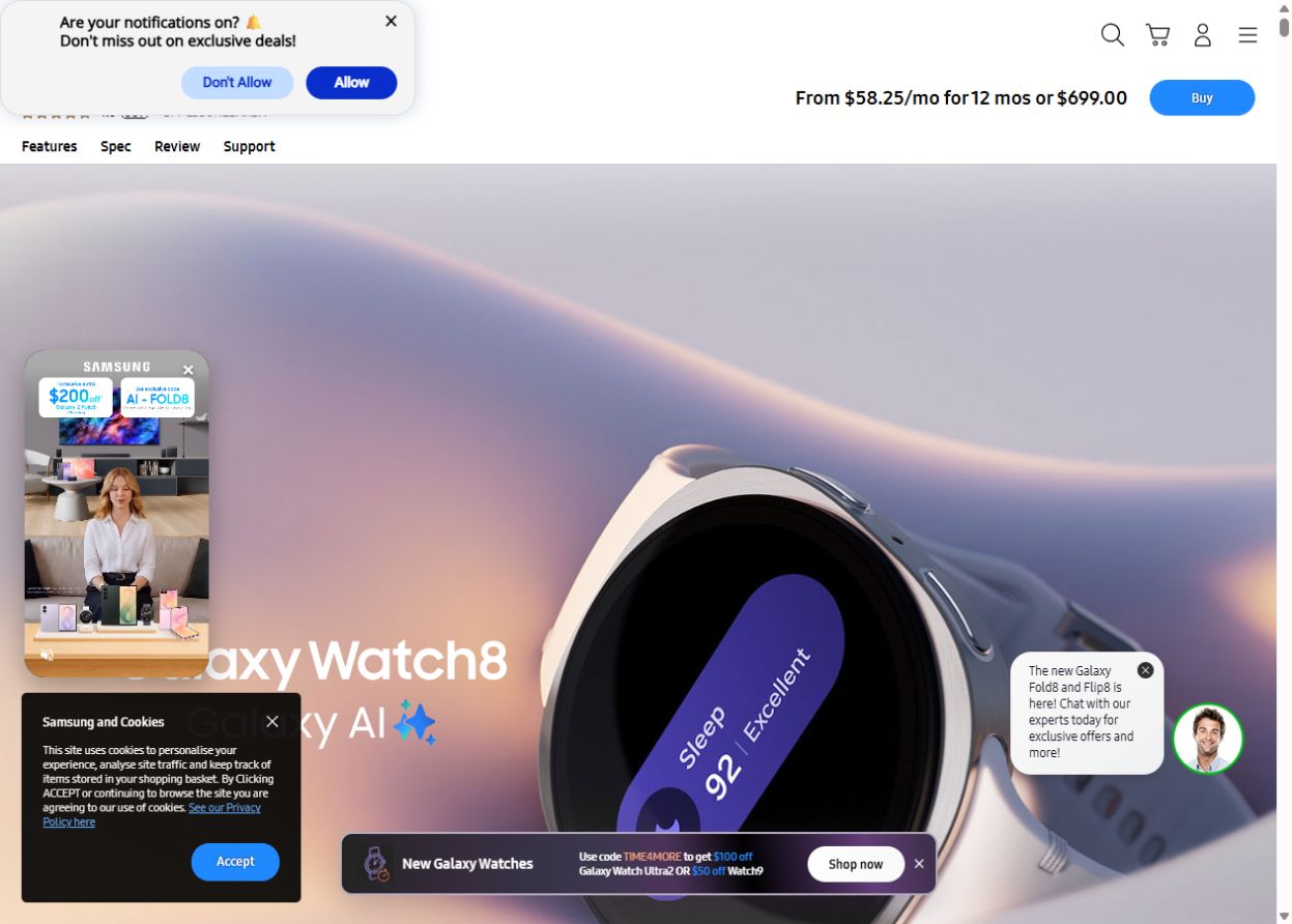 Samsung Galaxy Watch8 Bluetooth 44 mm Silver official product image