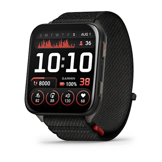 Garmin Venu X1 Black with slate titanium caseback and black ComfortFit band